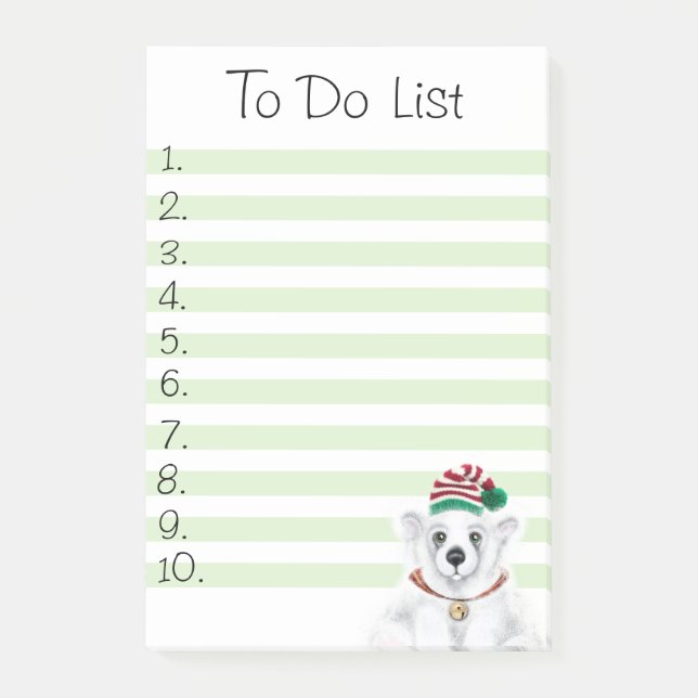 Christmas cute polar bear cub, Santa bear cub  Post-it Notes (Front)