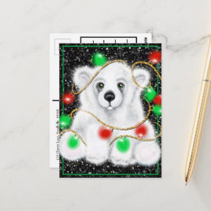 Christmas cute polar bear cub, Santa bear cub Postcard