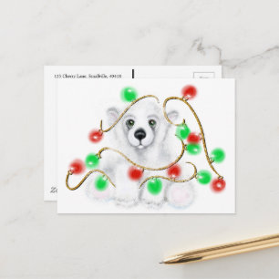 Christmas cute polar bear cub, Santa bear cub  Postcard
