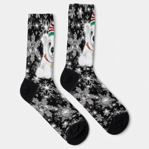 Christmas cute polar bear cub, Santa bear cub  Socks