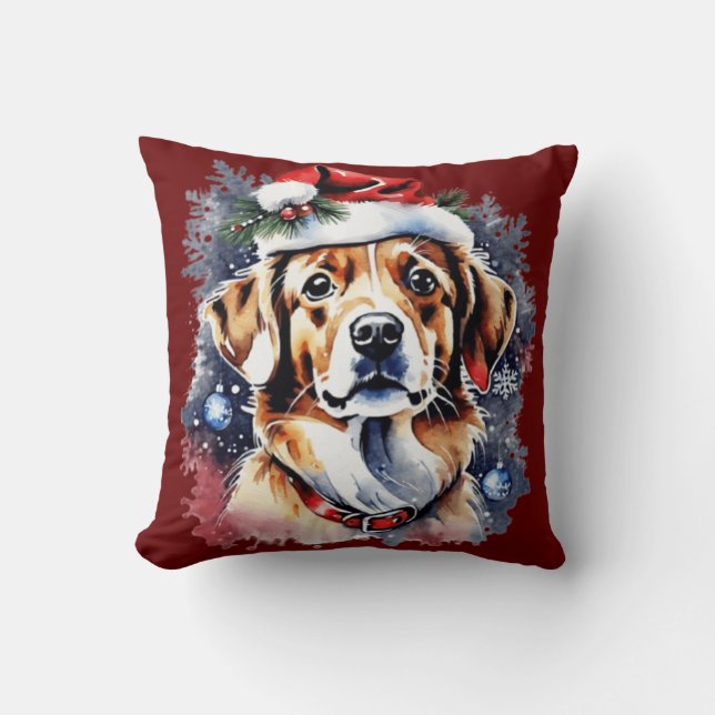 Christmas cute puppy throw pillow (Front)
