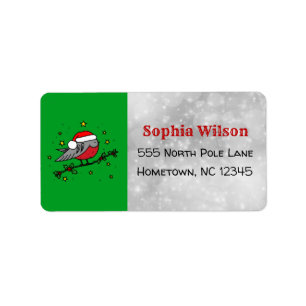 Christmas Cute Red Robin Bird Label