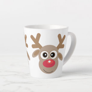 Christmas Cute Reindeer Cartoon White Latte Mug