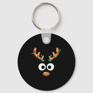 Christmas Cute Reindeer Face Antlers Wrapped In Li Keychain