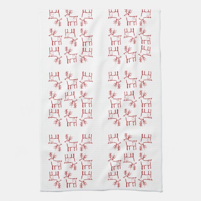 Christmas Cute Reindeer  Kitchen Towel (Vertical)