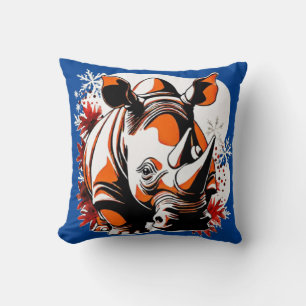 Christmas cute rhino throw pillow