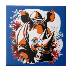 Christmas cute rhino tile