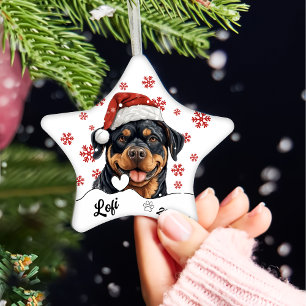 Christmas Cute Rottweiler Dog Personalized Ceramic Ornament