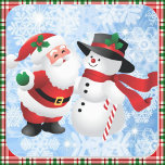 Christmas Cute Santa Claus and Snowman 20 Square Sticker<br><div class="desc">Christmas Cute Santa Claus and Snowman 20 Square Sticker</div>