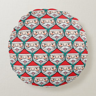 Christmas cute santa claus smile face seamless pat round pillow