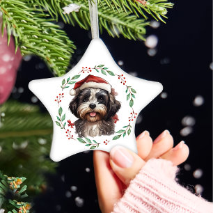 Christmas Cute Shih Tzu Dog Personalized Ceramic Ornament