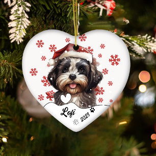Christmas Cute Shih Tzu Dog Personalized Ceramic Ornament