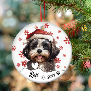Christmas Cute Shih Tzu Dog Personalized Ceramic Ornament