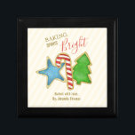 Christmas Cute Simple Whimsical Cookie Baking Gift Box<br><div class="desc">This design features a Christmas cute holiday fun whimsical outdoor rug with colourful red green white blue, a cute cookie cutout dessert treat sweet, great for baking bake baker bakery chef, a cute whimsical fun festive design, a simple minimalist minimal style, a custom customize customizable template, stylish trendy modern calligraphy...</div>