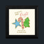 Christmas Cute Simple Whimsical Cookie Baking Gift Box<br><div class="desc">This design features a Christmas cute holiday fun whimsical outdoor rug with colourful red green white blue, a cute cookie cutout dessert treat sweet, great for baking bake baker bakery chef, a cute whimsical fun festive design, a simple minimalist minimal style, a custom customize customizable template, stylish trendy modern calligraphy...</div>