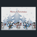 Christmas Cute Snowman and Reindeer Band Tissue Paper<br><div class="desc">Beautiful Christmas tissue paper for your gift giving this holiday season. Christmas tissue paper features a white background with cute snowman and reindeer band playing in front of blue Christmas trees with snow falling. All our products can be custom designed to meet your needs at no extra charge. Simply contact...</div>