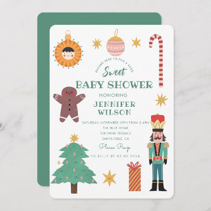 Christmas Cute Sweet Baby Baby Shower Invitation