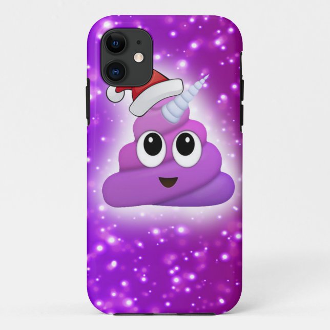 Christmas Cute Unicorn Poop Emoji Glow Case-Mate iPhone Case (Back)