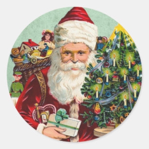 Christmas Cute Vintage Santa Claus Classic Round Sticker