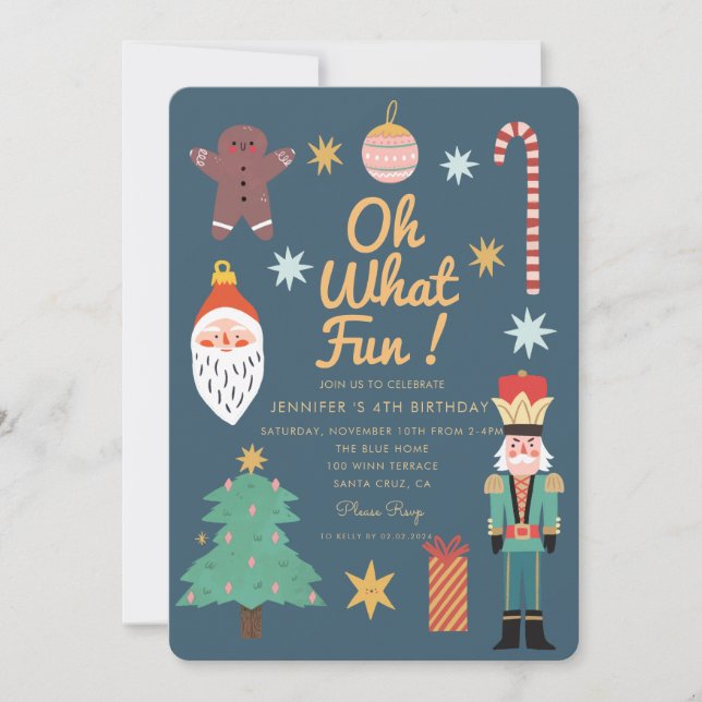 Christmas Cute What fun Whimsical birthday  Invitation (Front)