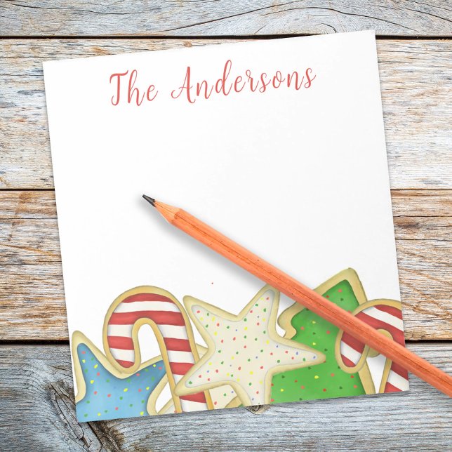 Christmas Cute Whimsical Holiday Cookies Fun  Notepad (Christmas cookies, cute colorful custom notepad. With a whimsical calligraphy script. )