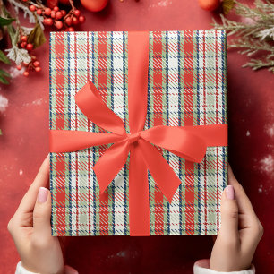 Christmas Cute Winter Red Green Plaid Pattern  Wrapping Paper