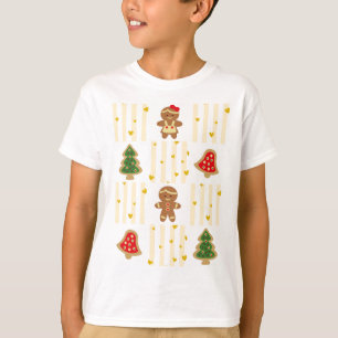 Christmas Cuteness with Cookies and Yellow Stripes T-Shirt