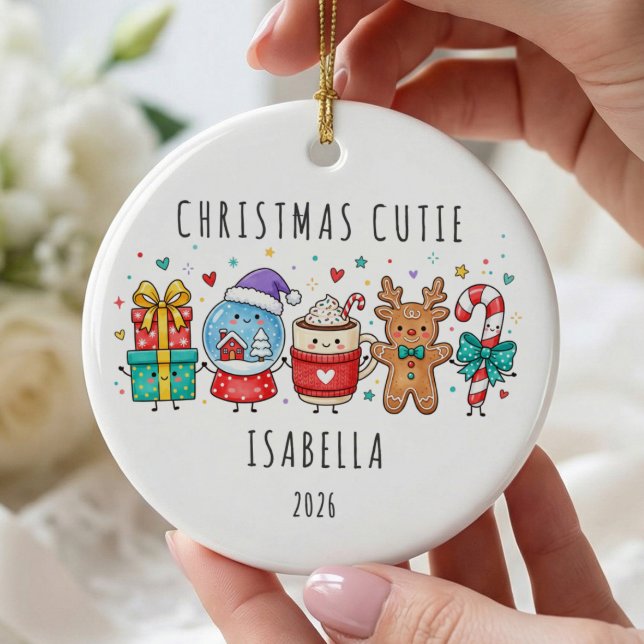 Christmas Cutie Personalized Ceramic Ornament (Creator Uploaded)