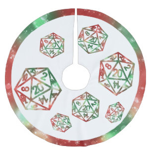 Christmas D20 Pattern   Tabletop RPG Holiday Dice Brushed Polyester Tree Skirt
