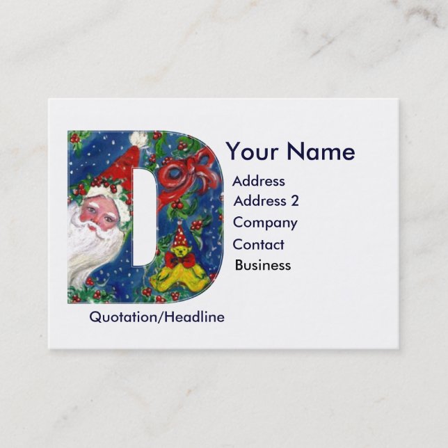 CHRISTMAS D LETTER / SANTA CLAUS WITH RED RIBBON BUSINESS CARD (Front)