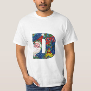 CHRISTMAS D LETTER / SANTA CLAUS WITH RED RIBBON T-Shirt