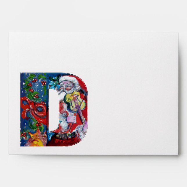 CHRISTMAS D LETTER /SANTA  CLAUS WITH VIOLIN ENVELOPE (Front)