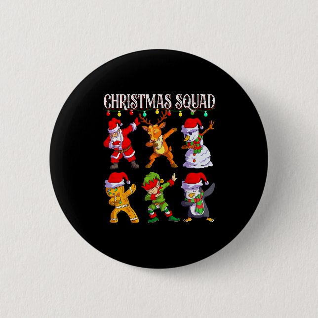 Christmas Dab Santa Friends Matching Family Christ 2 Inch Round Button (Front)
