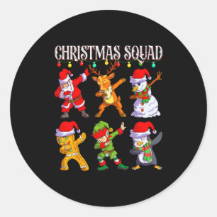 Christmas Dab Santa Friends Matching Family Christ Classic Round Sticker