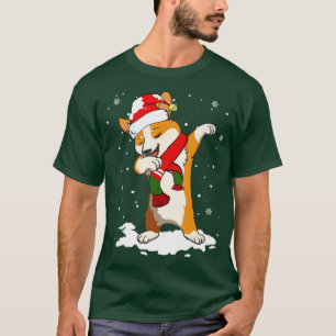 Christmas Dabbing Corgi Santa Hat For Boys Men Dog T-Shirt