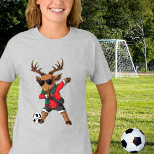 Christmas Dabbing Deer Soccer Ball & Child's Name T-Shirt