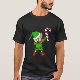 Christmas Dabbing Elf Candy Cane Santa Hat Dance G T-Shirt