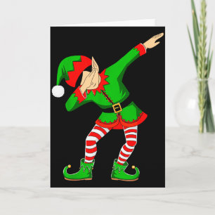 Christmas Dabbing Elf Santa Hat Boys Girls Kids Xm Card