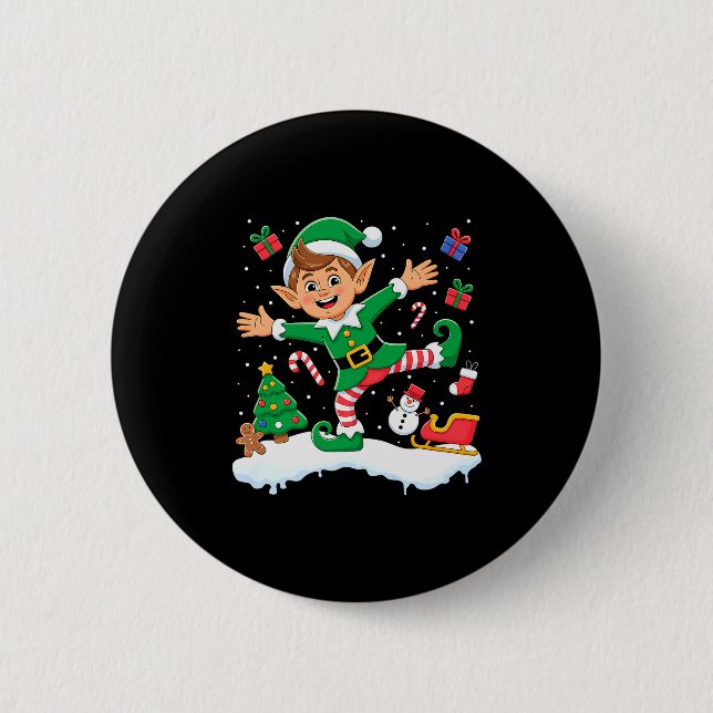Christmas Dabbing Elf Tree Lights Boys Kids Dab Xm 2 Inch Round Button (Front)