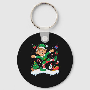 Christmas Dabbing Elf Tree Lights Boys Kids Dab Xm Keychain