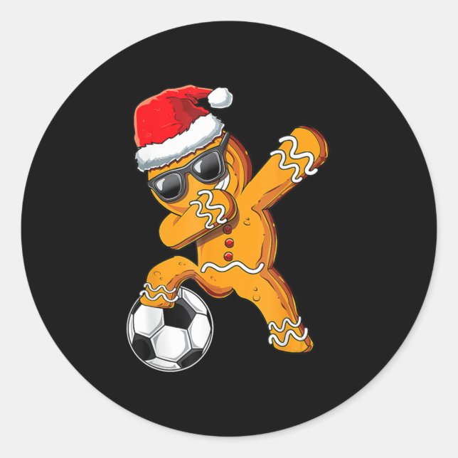 Christmas Dabbing Gingerbread Man Dab Soccer Footb Classic Round Sticker (Front)