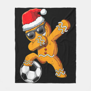 Christmas Dabbing Gingerbread Man Dab Soccer Footb Fleece Blanket