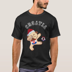 Christmas Dabbing Pug Dog Croatian Flag Croatian F T-Shirt