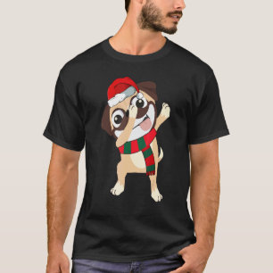 Christmas Dabbing Pug Dog  Xmas Pajama  Boys Kids  T-Shirt