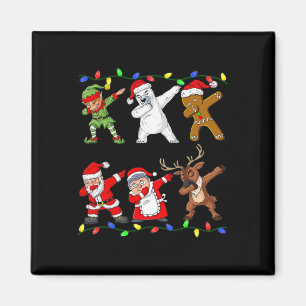 Christmas Dabbing Santa And Friends Quarantine Boy Magnet