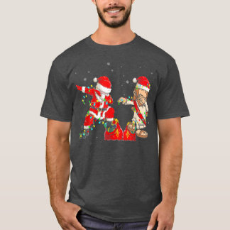 Christmas Dabbing Santa And Jesus Christ Xmas Ligh T-Shirt