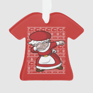 Christmas Dabbing Santa and Mrs Claus Ugly Sweater Ornament