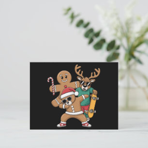 Christmas Dabbing Santa Bear Skate Reindeer Xmas  Holiday Postcard