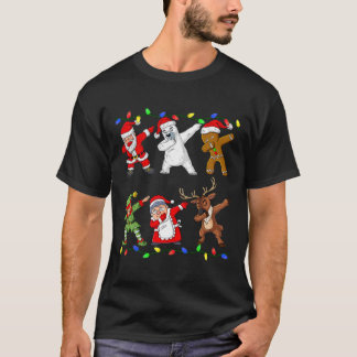 Christmas Dabbing Santa Elf And Friends Boys Kids  T-Shirt