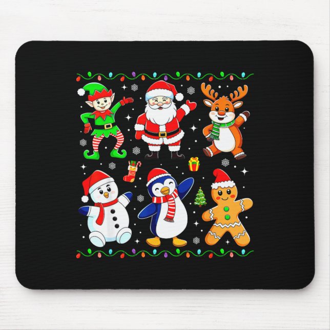 Christmas Dabbing Santa Elf Friends Boys Girls Men Mouse Pad (Front)